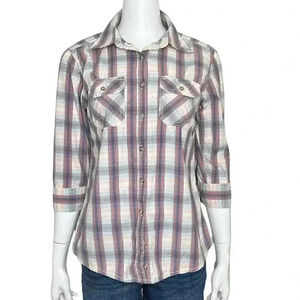 Carhartt Roll Up Sleeve Huron Button Up Shirt Top Size Small 4/6